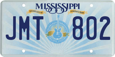 MS license plate JMT802