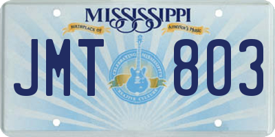 MS license plate JMT803