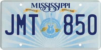 MS license plate JMT850