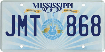 MS license plate JMT868