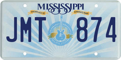 MS license plate JMT874