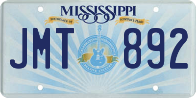 MS license plate JMT892