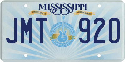MS license plate JMT920