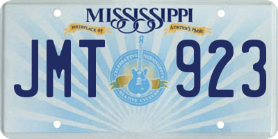 MS license plate JMT923