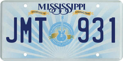 MS license plate JMT931