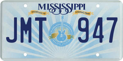 MS license plate JMT947