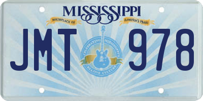MS license plate JMT978