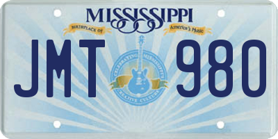 MS license plate JMT980