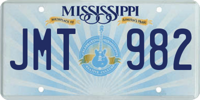 MS license plate JMT982
