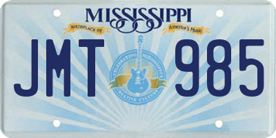 MS license plate JMT985