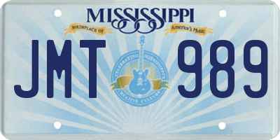 MS license plate JMT989