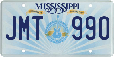 MS license plate JMT990