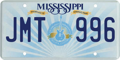 MS license plate JMT996