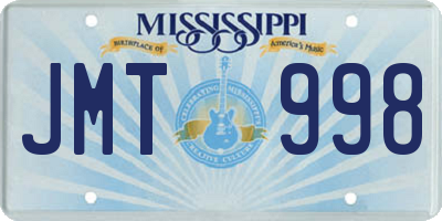 MS license plate JMT998