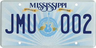 MS license plate JMU002