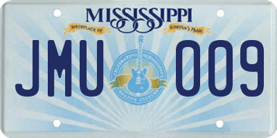 MS license plate JMU009