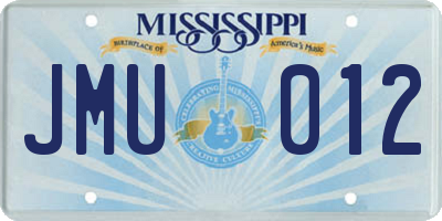 MS license plate JMU012