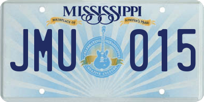 MS license plate JMU015