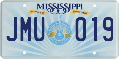 MS license plate JMU019