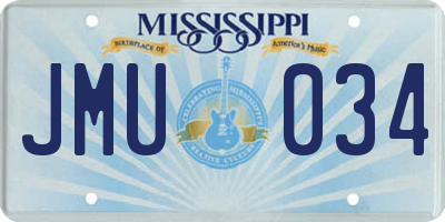 MS license plate JMU034