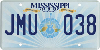 MS license plate JMU038
