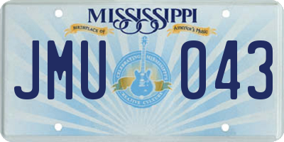 MS license plate JMU043