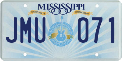 MS license plate JMU071