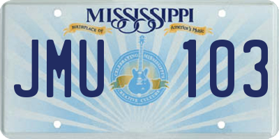 MS license plate JMU103