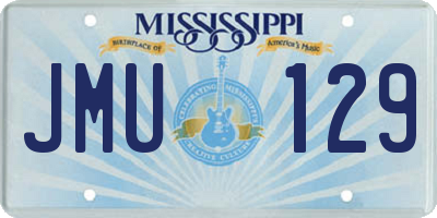MS license plate JMU129