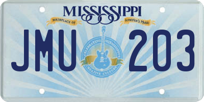 MS license plate JMU203