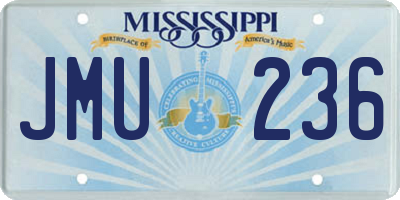 MS license plate JMU236