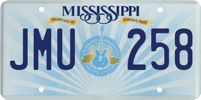 MS license plate JMU258