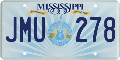 MS license plate JMU278