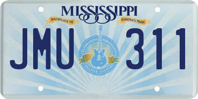 MS license plate JMU311