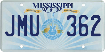 MS license plate JMU362