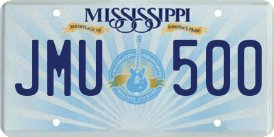 MS license plate JMU500