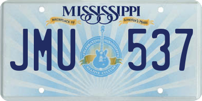 MS license plate JMU537