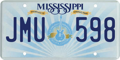 MS license plate JMU598