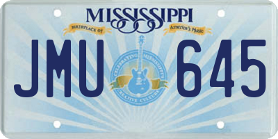 MS license plate JMU645