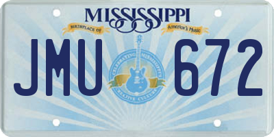 MS license plate JMU672