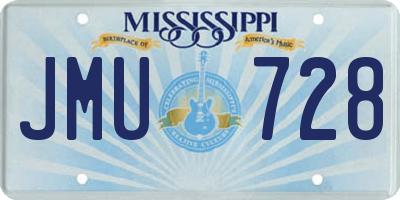 MS license plate JMU728