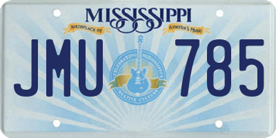 MS license plate JMU785