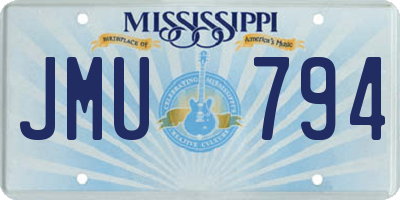 MS license plate JMU794