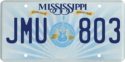 MS license plate JMU803