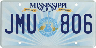 MS license plate JMU806