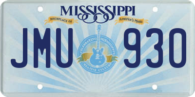 MS license plate JMU930