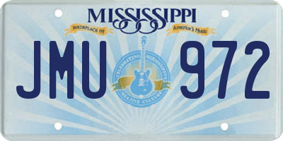 MS license plate JMU972