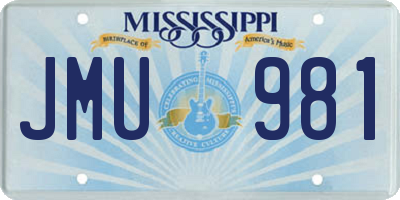 MS license plate JMU981