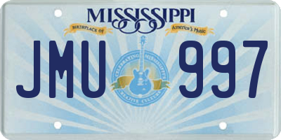 MS license plate JMU997