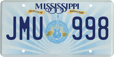 MS license plate JMU998
